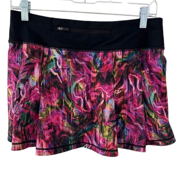 Lululemon Pace Rival Mid Rise Skirt Hyper Flow Pink Multi / Black - Picture 8 of 16